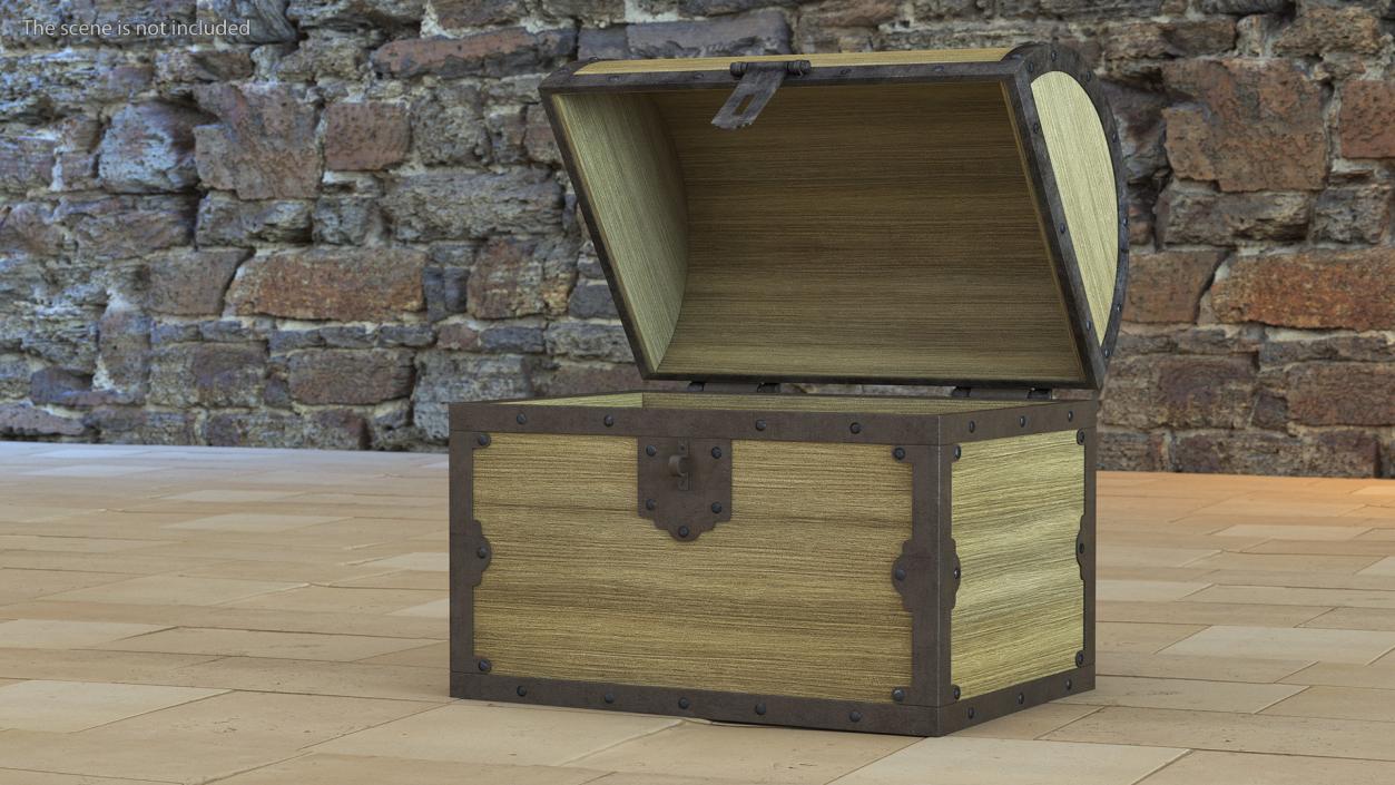 3D Old Wooden Chest 3 model