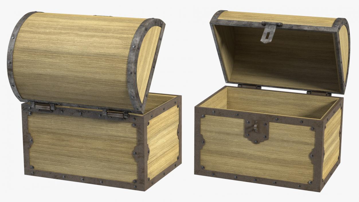 3D Old Wooden Chest 3 model