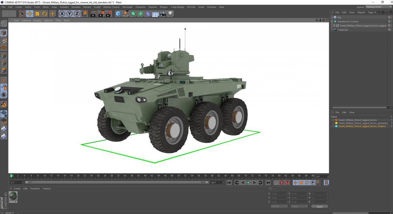 3D Smart Military Robot Rigged for Cinema 4D