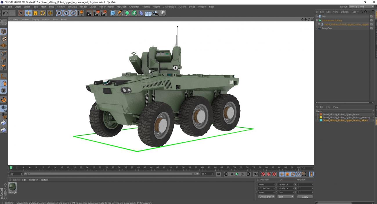 3D Smart Military Robot Rigged for Cinema 4D