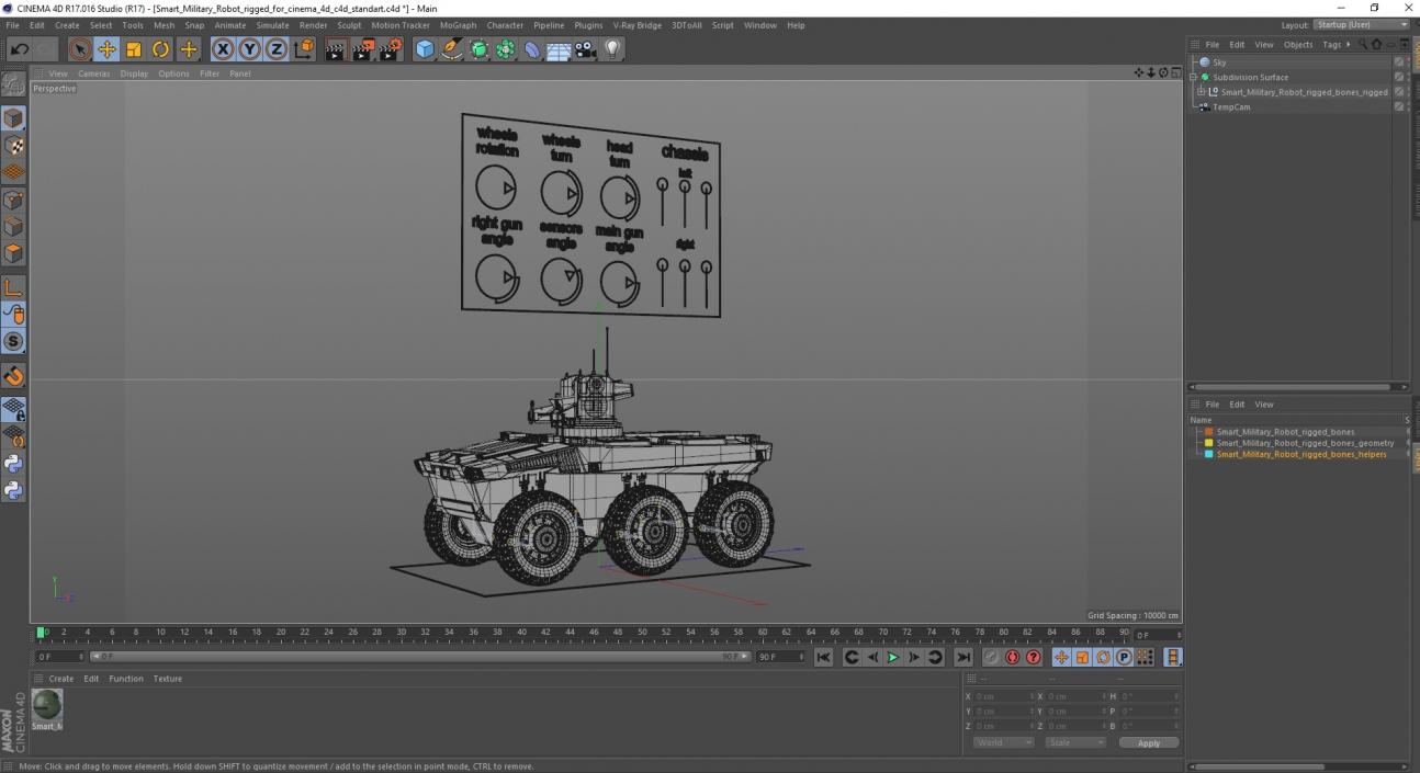 3D Smart Military Robot Rigged for Cinema 4D