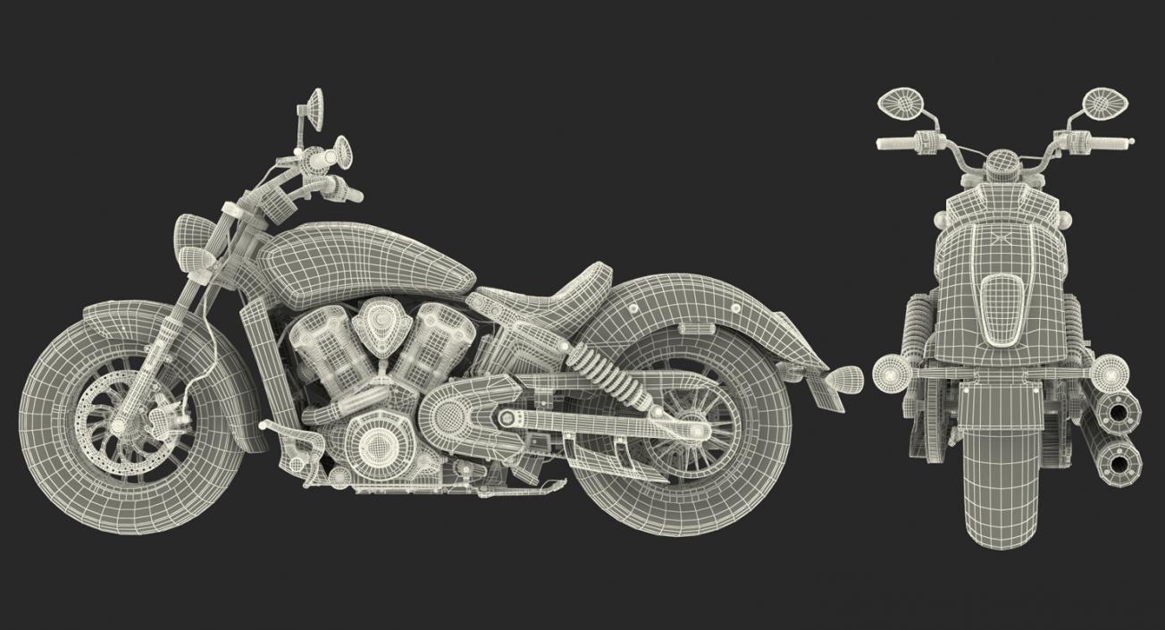 3D Cruiser Motorcycle Generic Rigged model