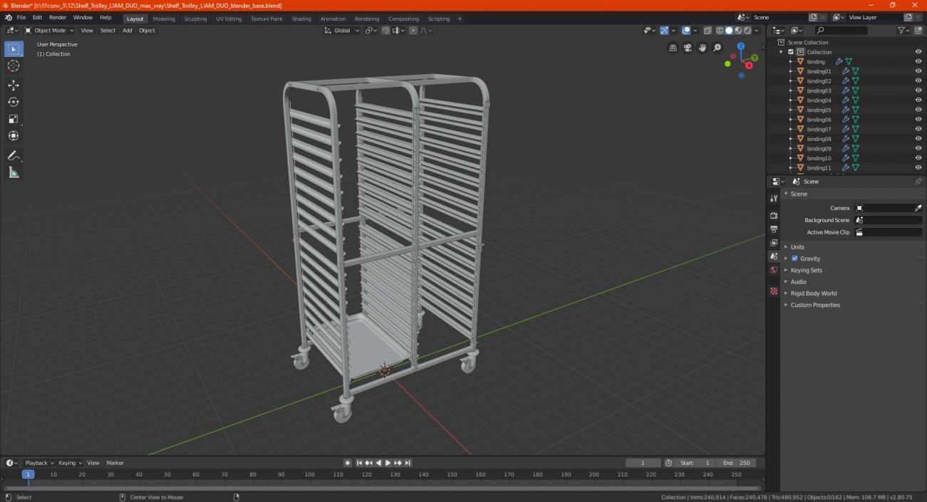 Shelf Trolley LIAM DUO 3D