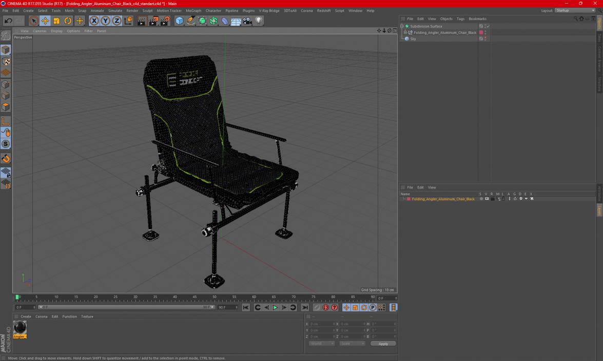 3D model Folding Angler Aluminum Chair Black