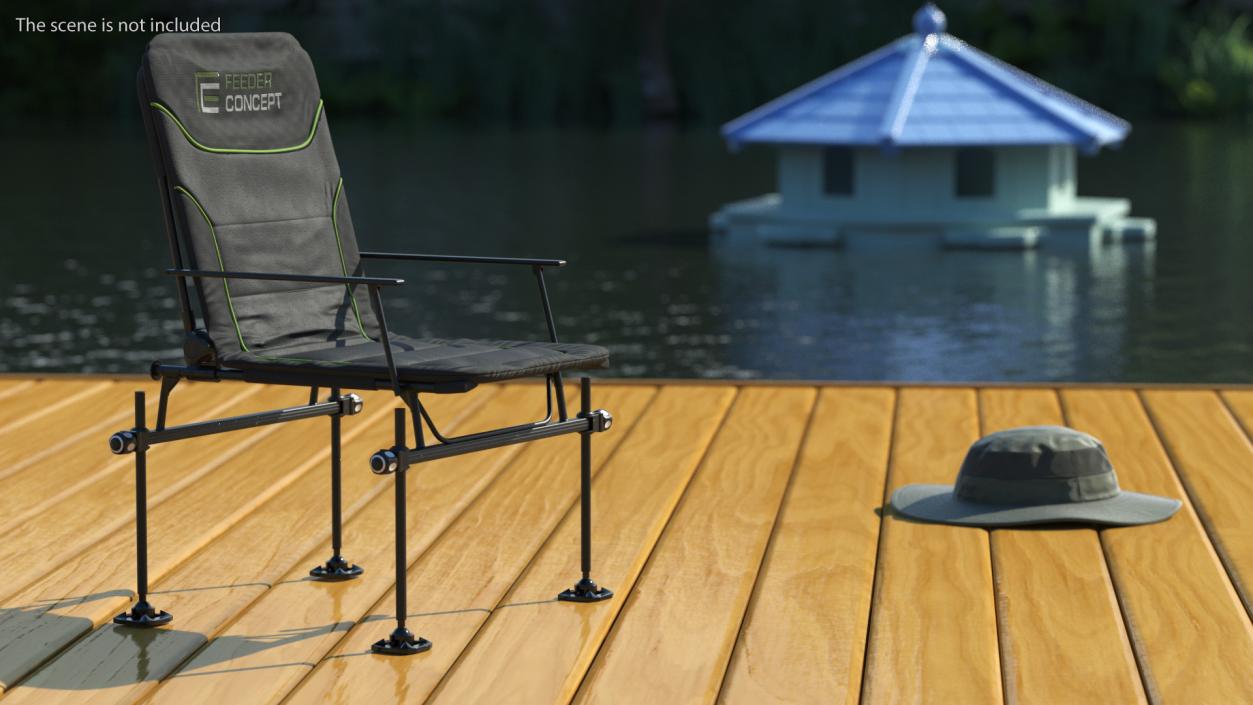 3D model Folding Angler Aluminum Chair Black