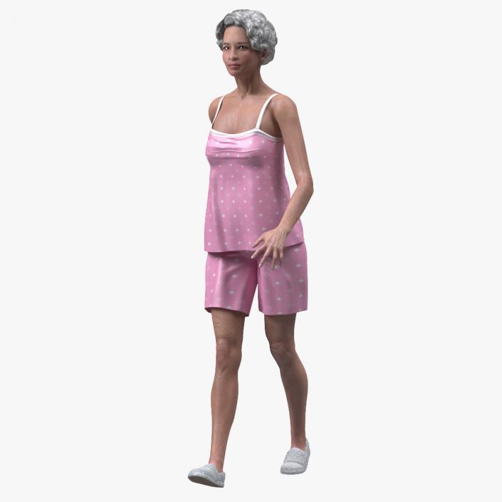 3D model Asian Grandma Wearing Pajamas Rigged for Maya