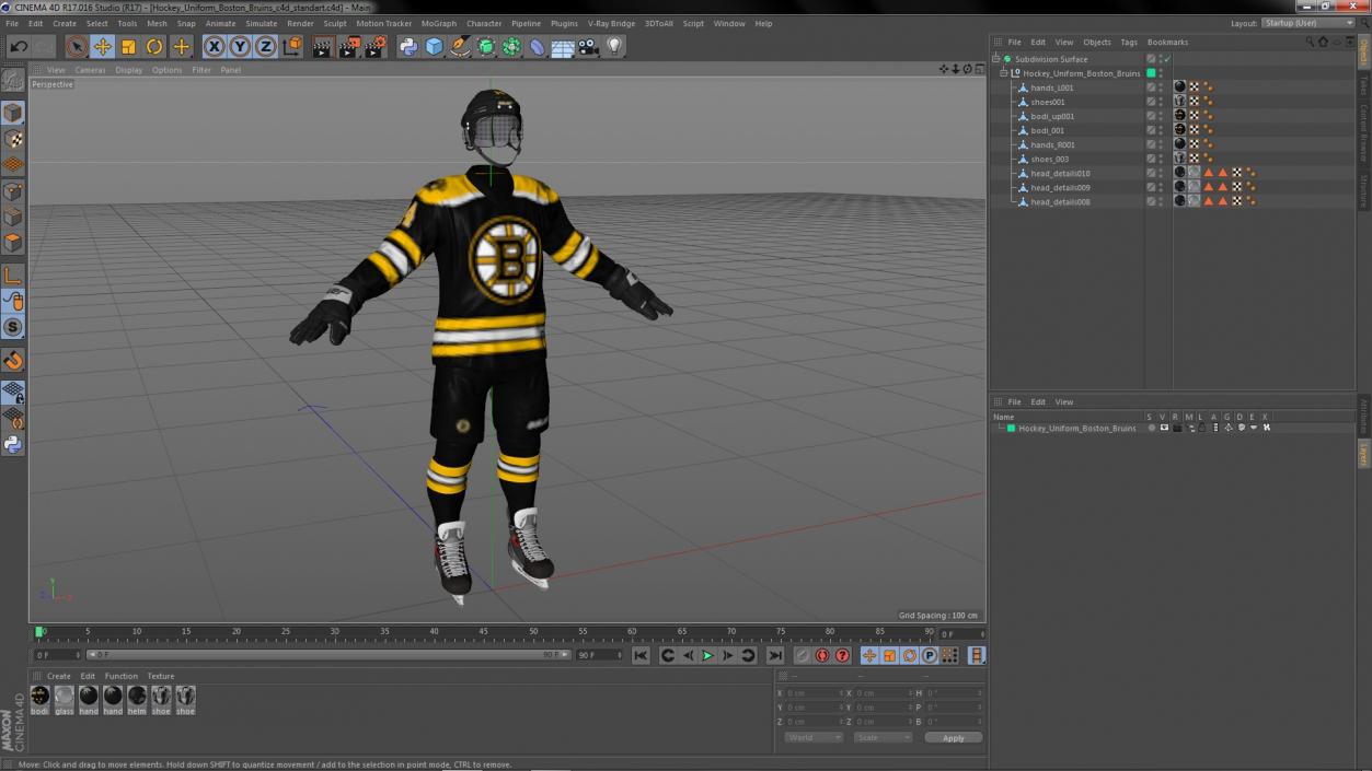 3D Hockey Uniform Boston Bruins model