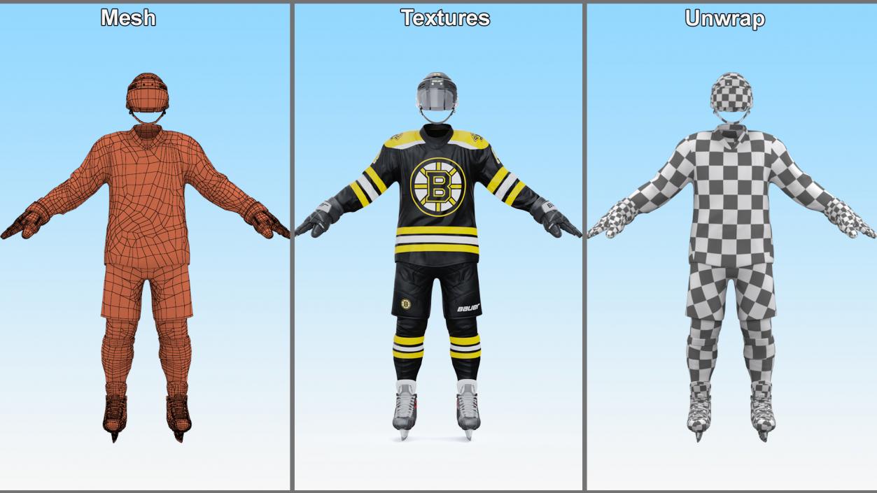 3D Hockey Uniform Boston Bruins model