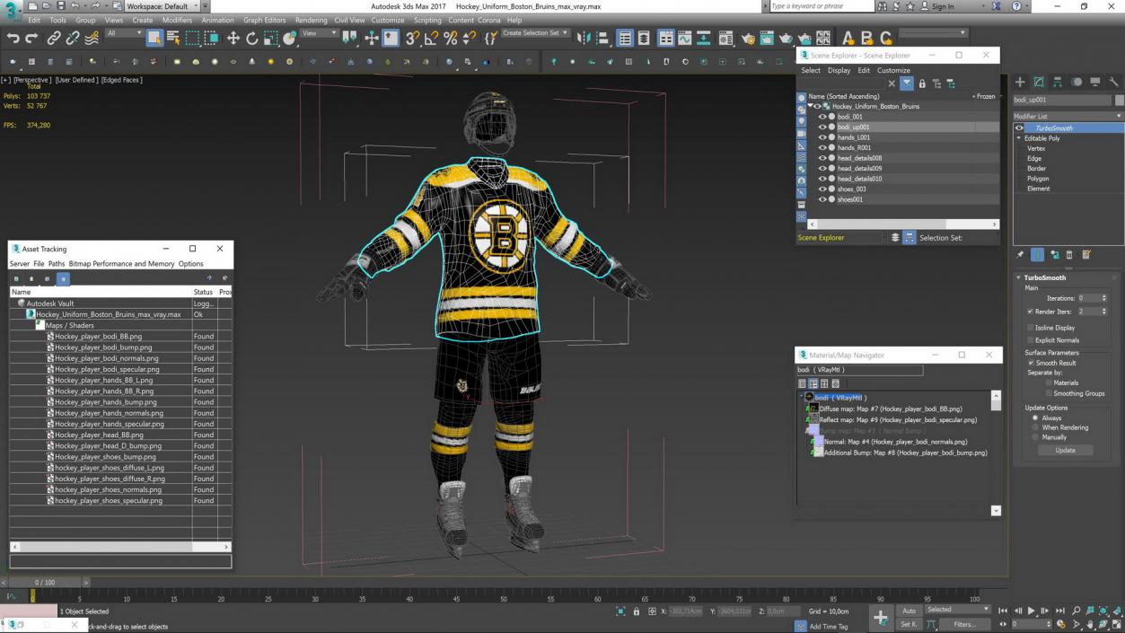 3D Hockey Uniform Boston Bruins model