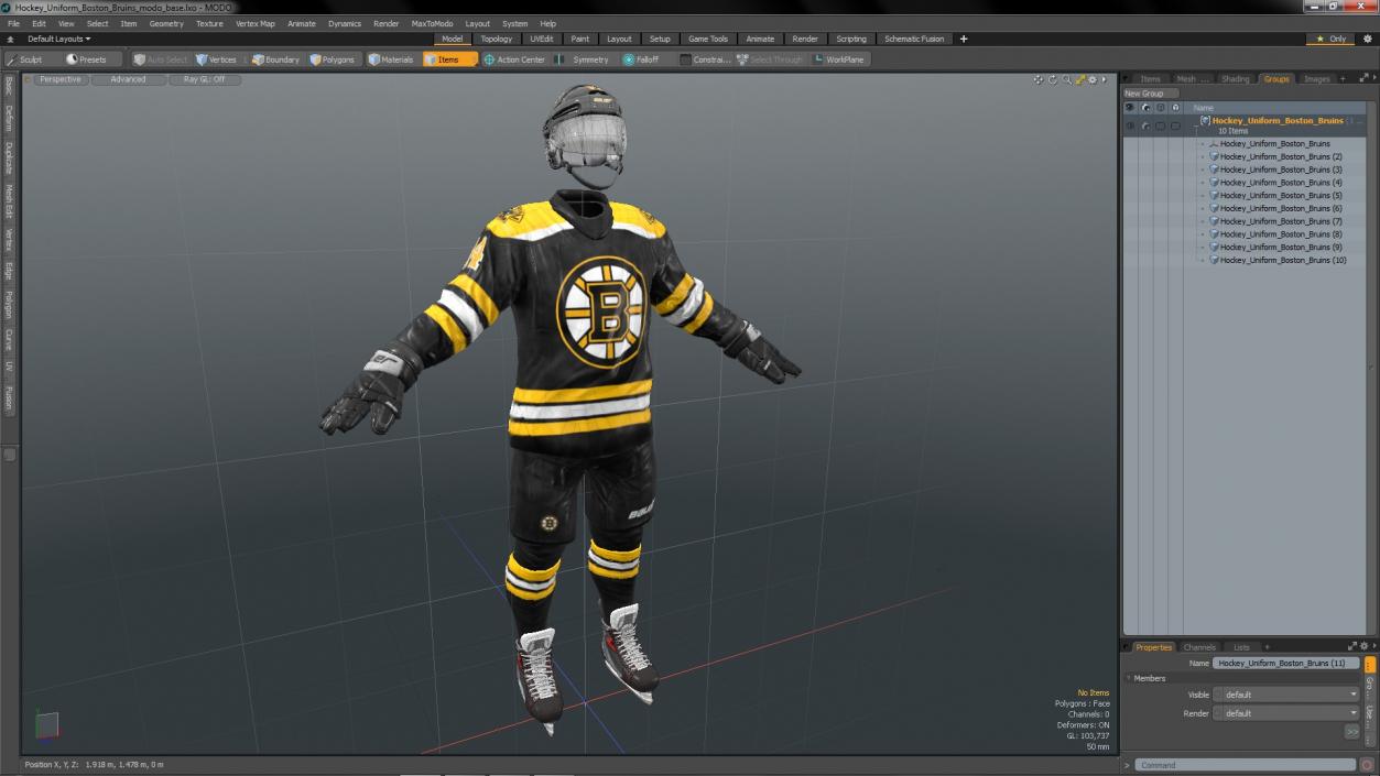 3D Hockey Uniform Boston Bruins model