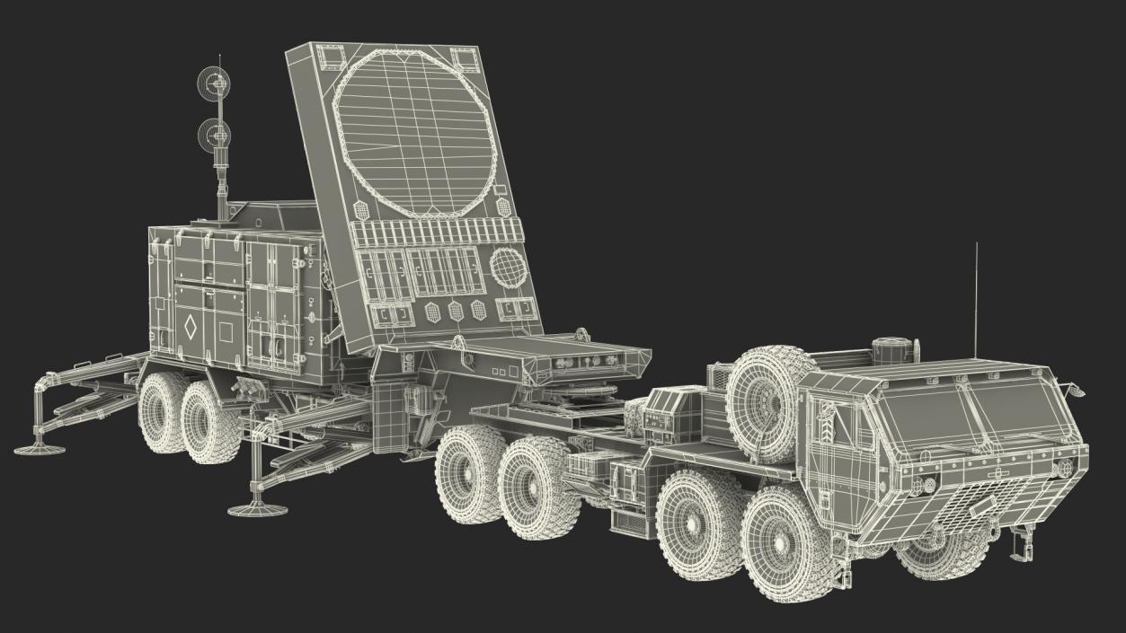 HEMTT M985 with AN MPQ53 Radar Desert Rigged 3D model