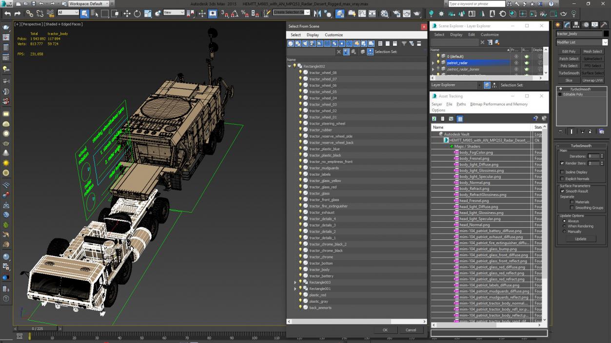 HEMTT M985 with AN MPQ53 Radar Desert Rigged 3D model