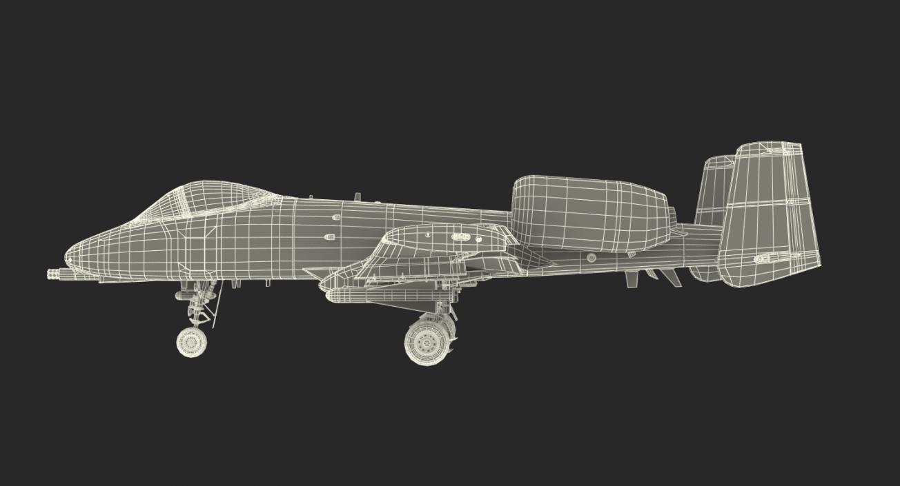 3D Fairchild Republic A-10 Thunderbolt II Green Rigged