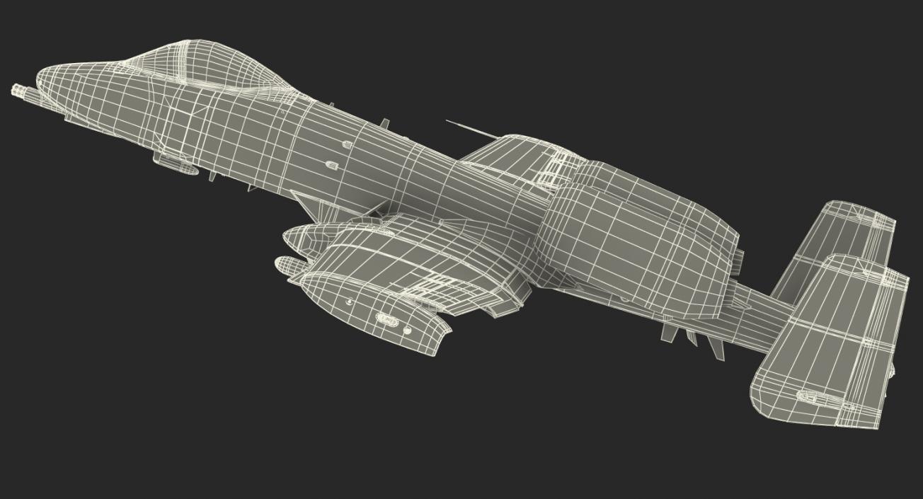 3D Fairchild Republic A-10 Thunderbolt II Green Rigged