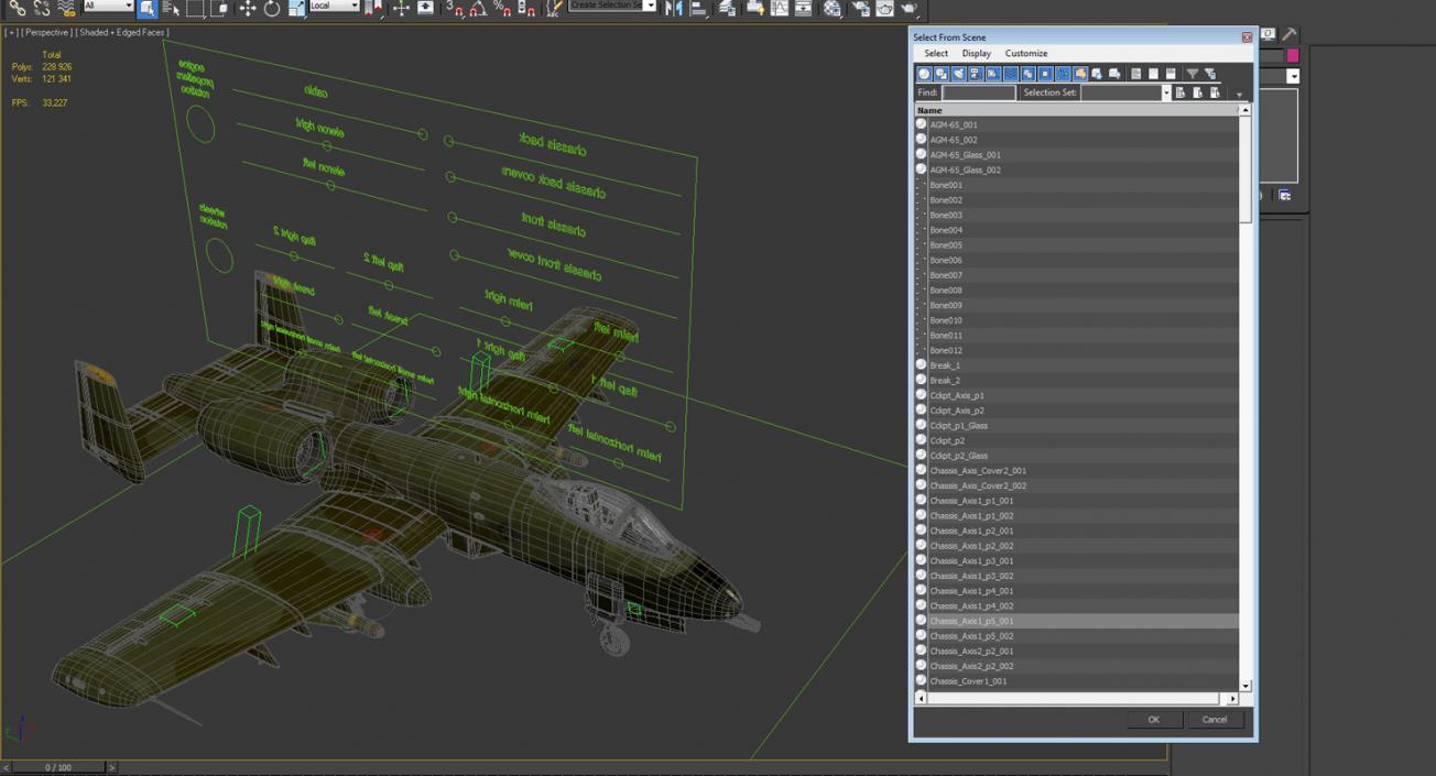 3D Fairchild Republic A-10 Thunderbolt II Green Rigged