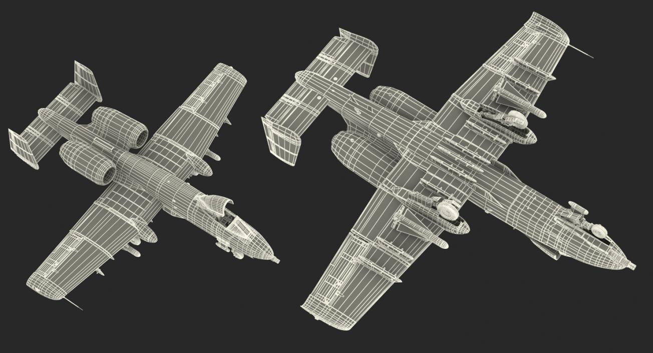 3D Fairchild Republic A-10 Thunderbolt II Green Rigged