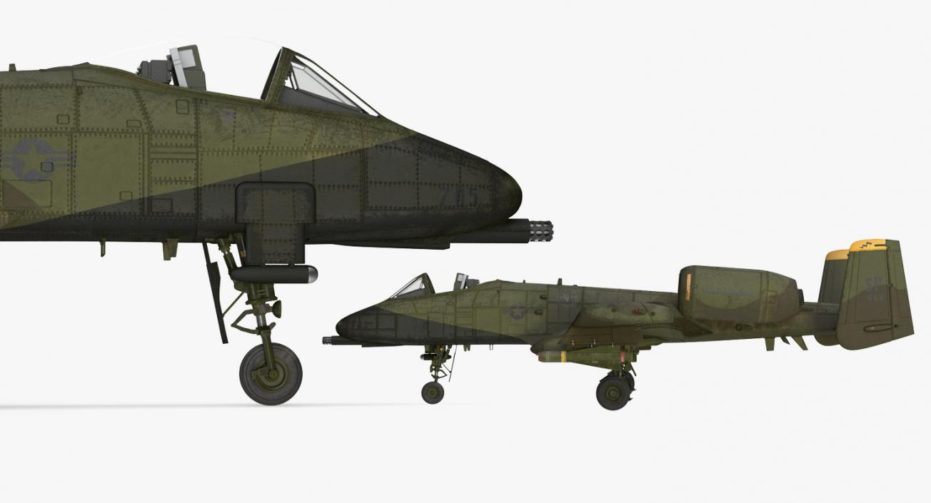 3D Fairchild Republic A-10 Thunderbolt II Green Rigged