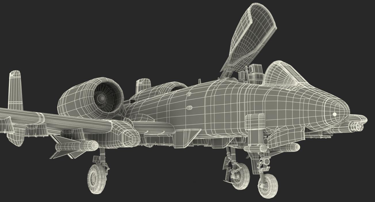 3D Fairchild Republic A-10 Thunderbolt II Green Rigged