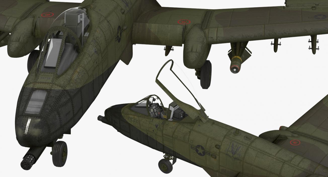 3D Fairchild Republic A-10 Thunderbolt II Green Rigged