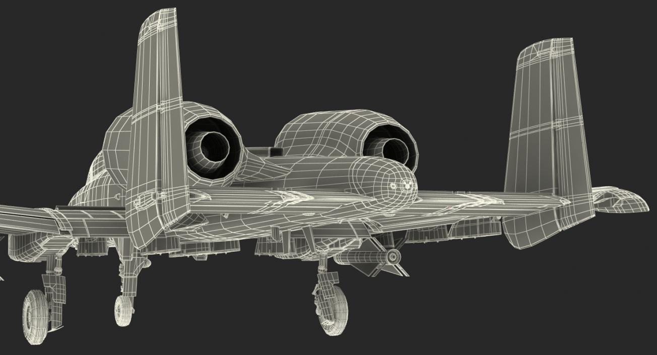 3D Fairchild Republic A-10 Thunderbolt II Green Rigged