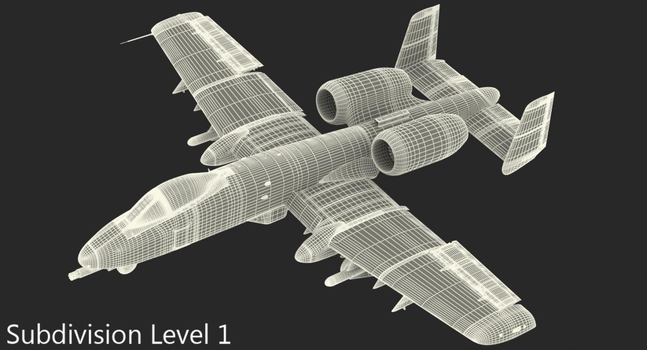 3D Fairchild Republic A-10 Thunderbolt II Green Rigged