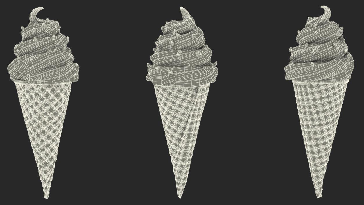 Chocolate Ice Cream With Nuts 3D model