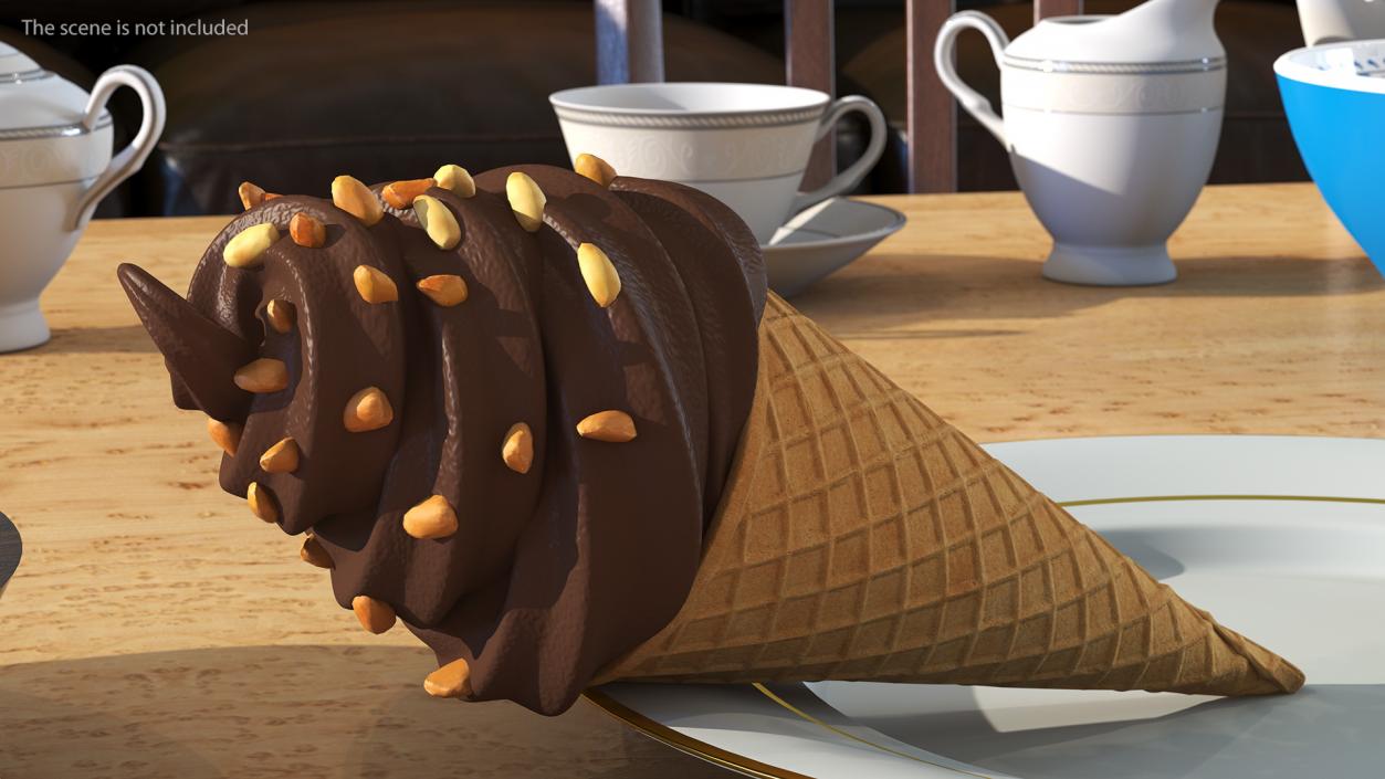 Chocolate Ice Cream With Nuts 3D model