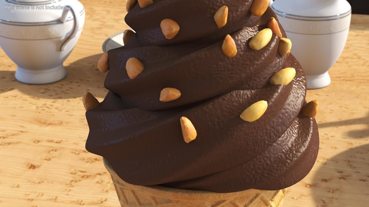 Chocolate Ice Cream With Nuts 3D model