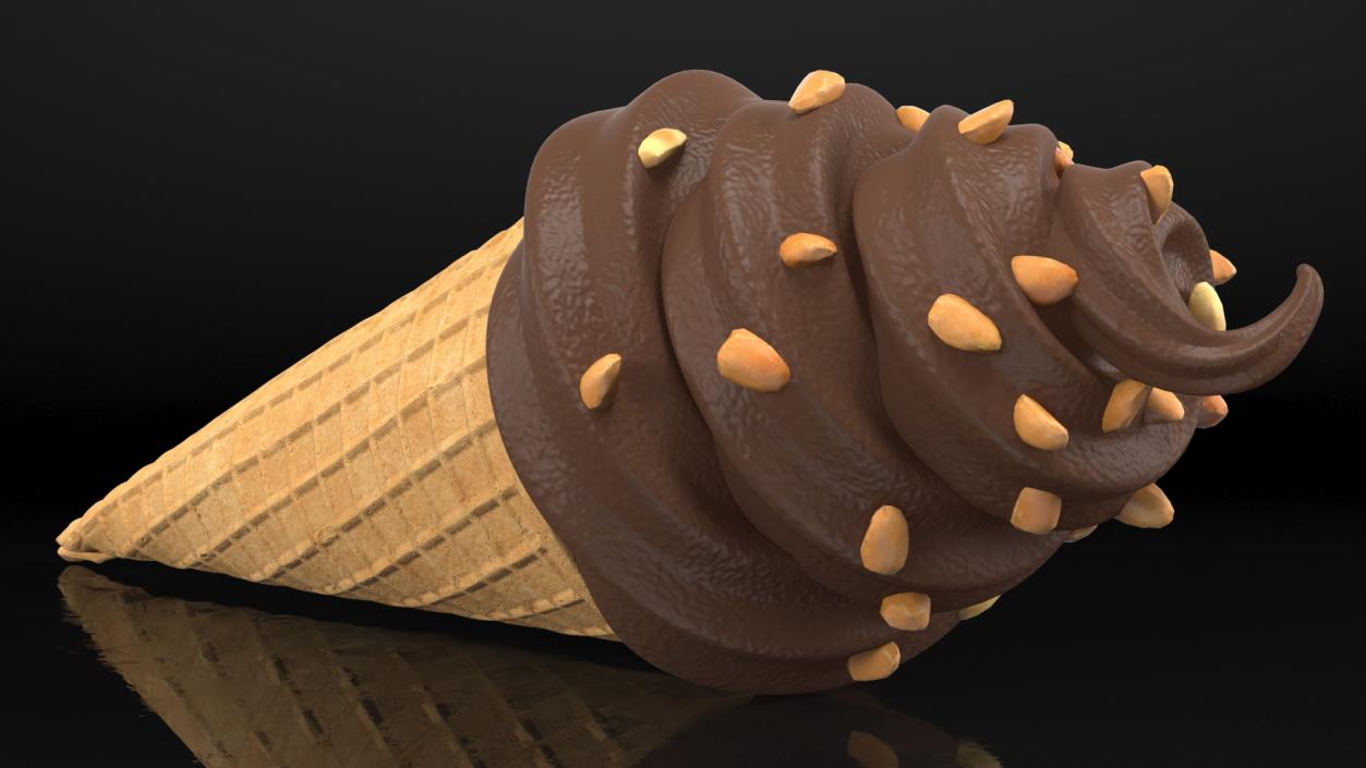 Chocolate Ice Cream With Nuts 3D model