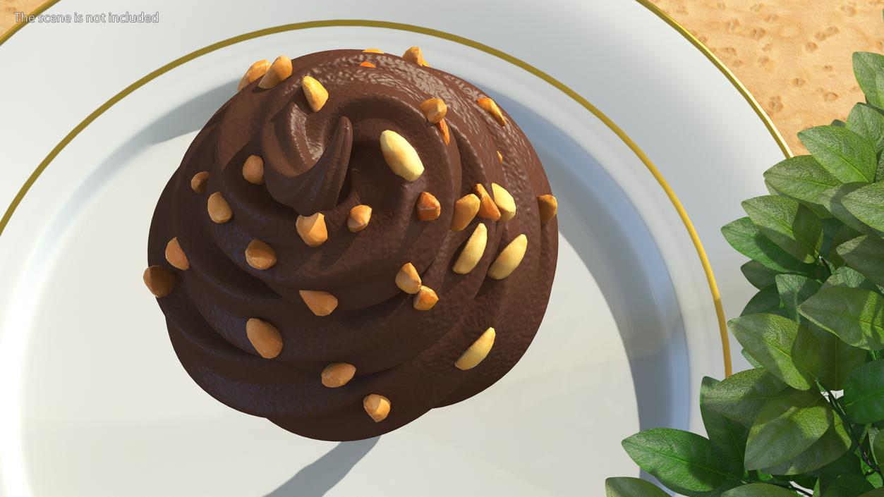 Chocolate Ice Cream With Nuts 3D model