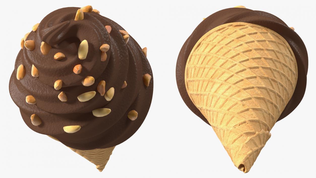 Chocolate Ice Cream With Nuts 3D model