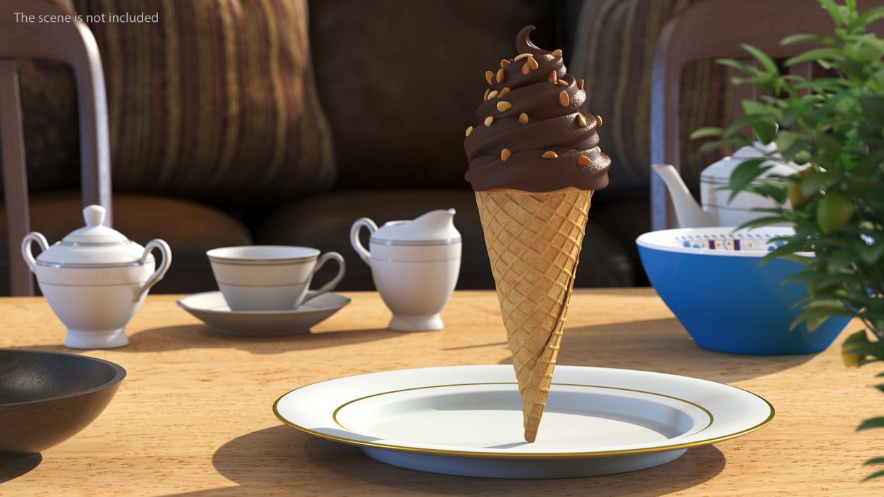 Chocolate Ice Cream With Nuts 3D model