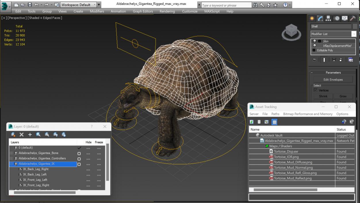 Aldabrachelys Gigantea Rigged 3D model