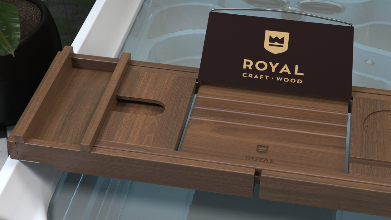 3D model Bath Caddy Tray Dark Wood