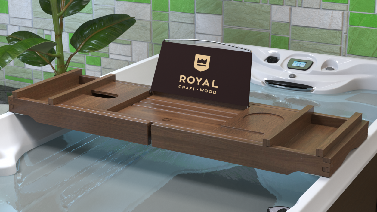 3D model Bath Caddy Tray Dark Wood