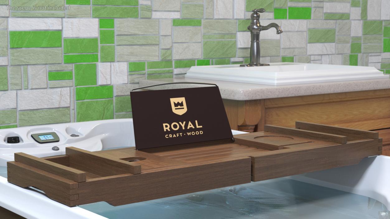 3D model Bath Caddy Tray Dark Wood