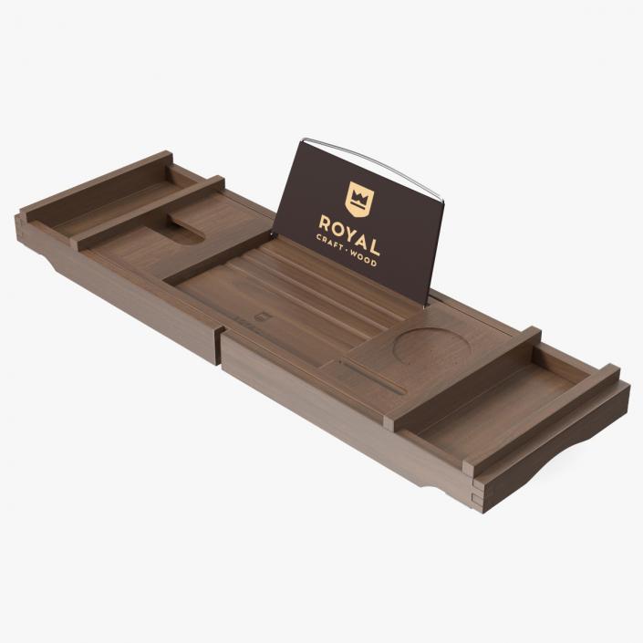 3D model Bath Caddy Tray Dark Wood