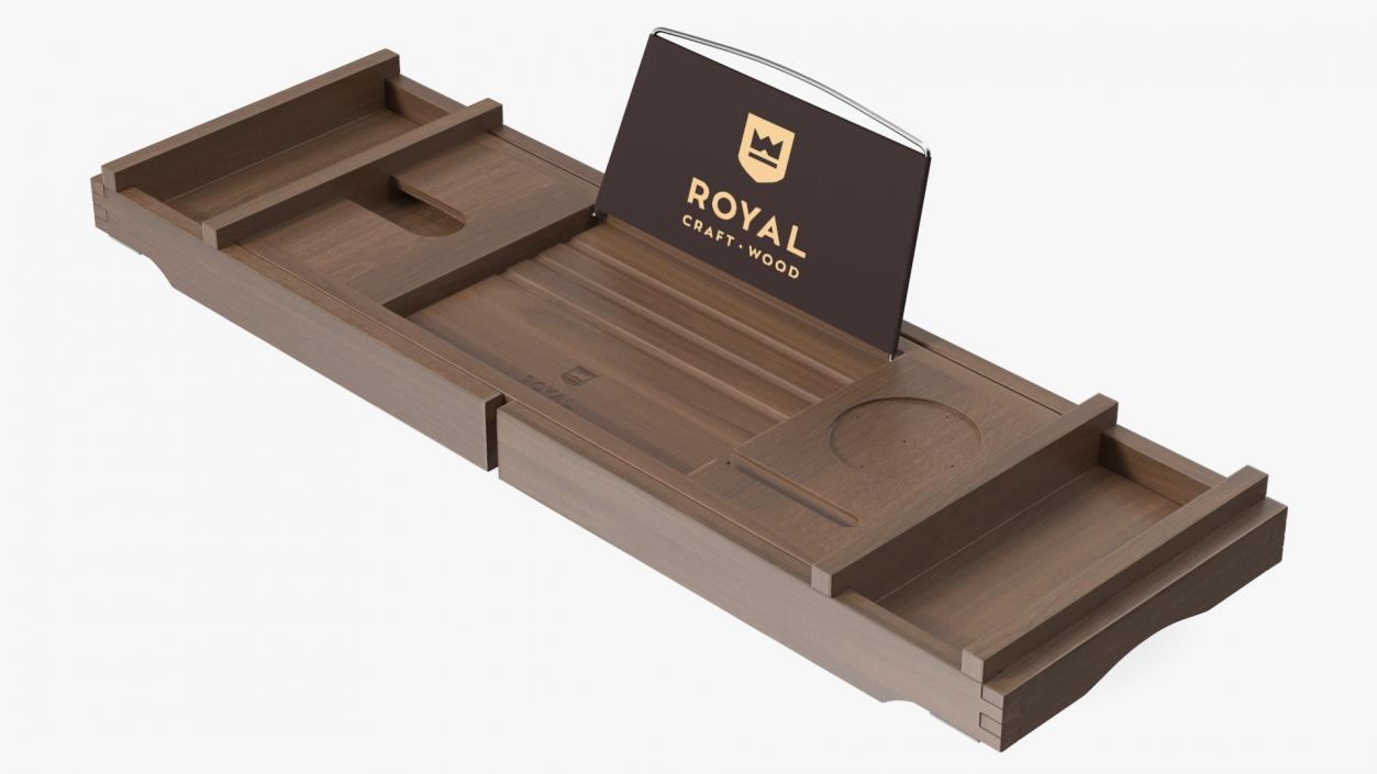 3D model Bath Caddy Tray Dark Wood