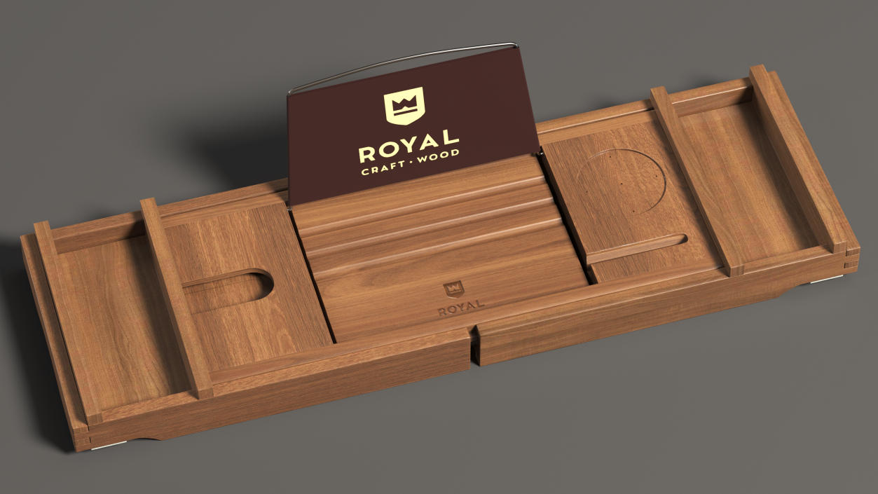 3D model Bath Caddy Tray Dark Wood