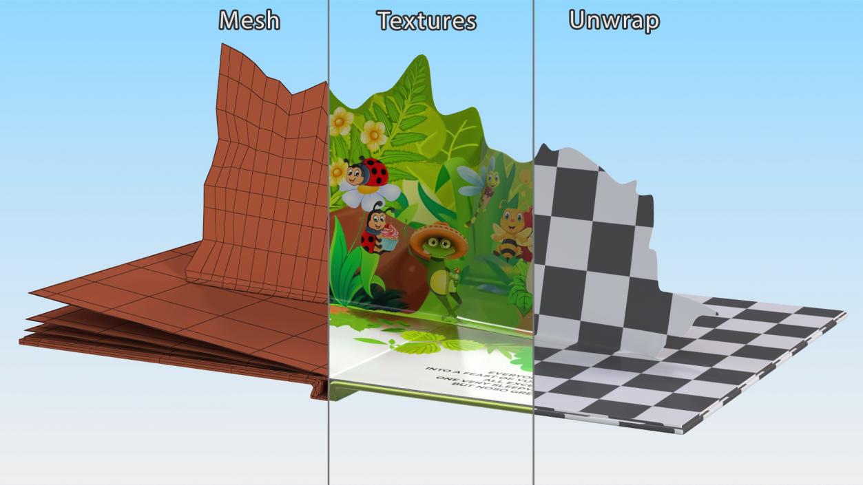 Unfolded Children Pop Up Book 3D model