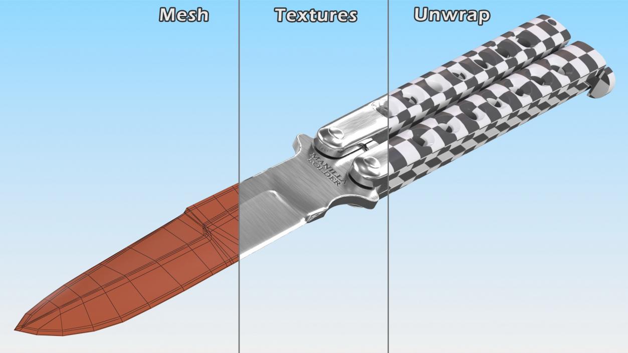 Manilla Folder Balisong Butterfly Knife 3D model