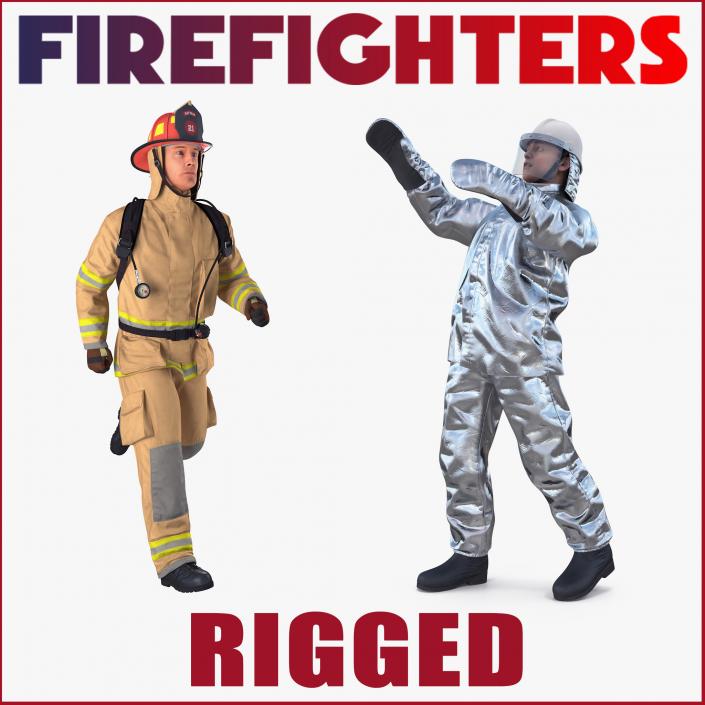 3D model Rigged Firefighters Collection