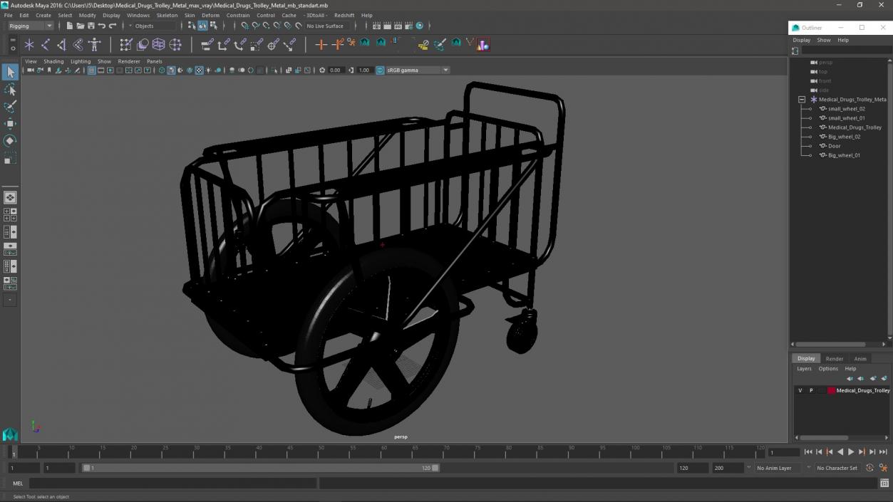 Medical Drugs Trolley Metal 3D