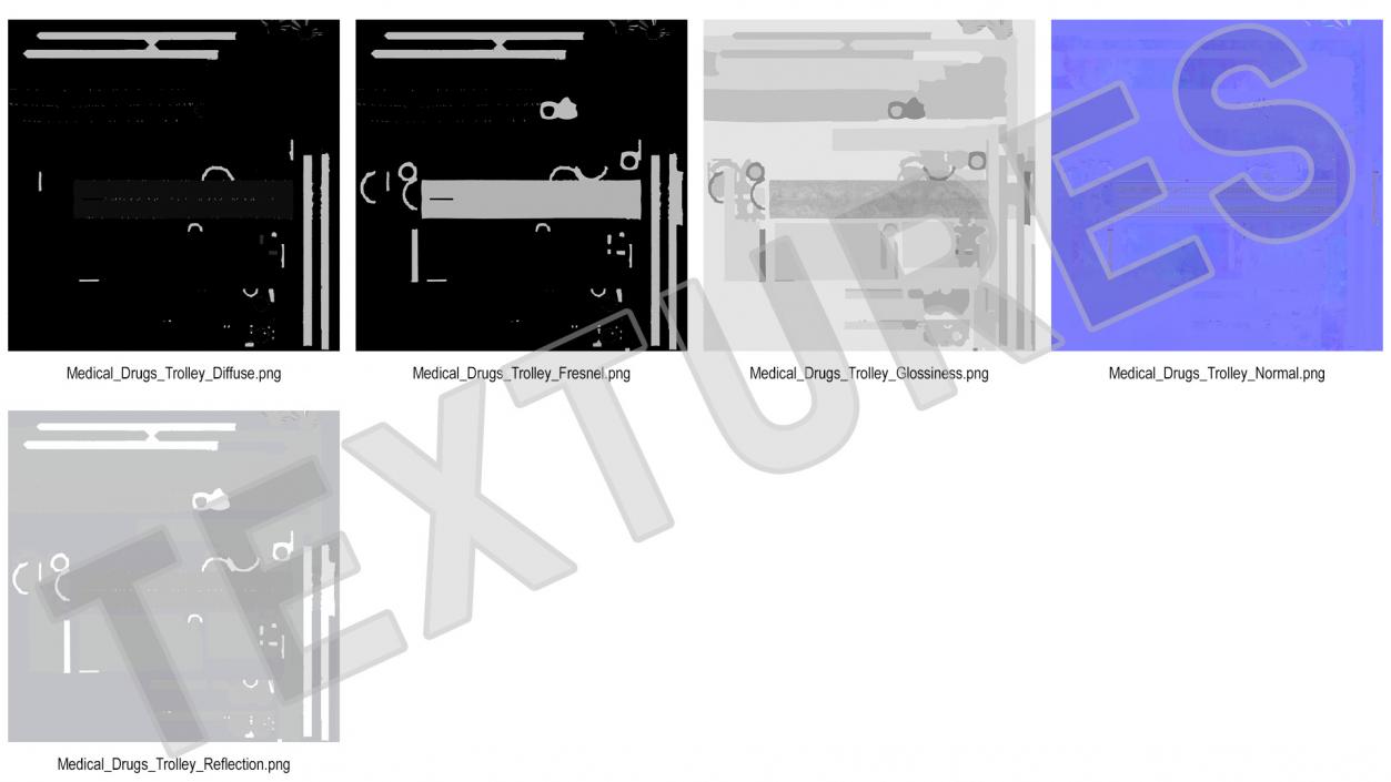 Medical Drugs Trolley Metal 3D