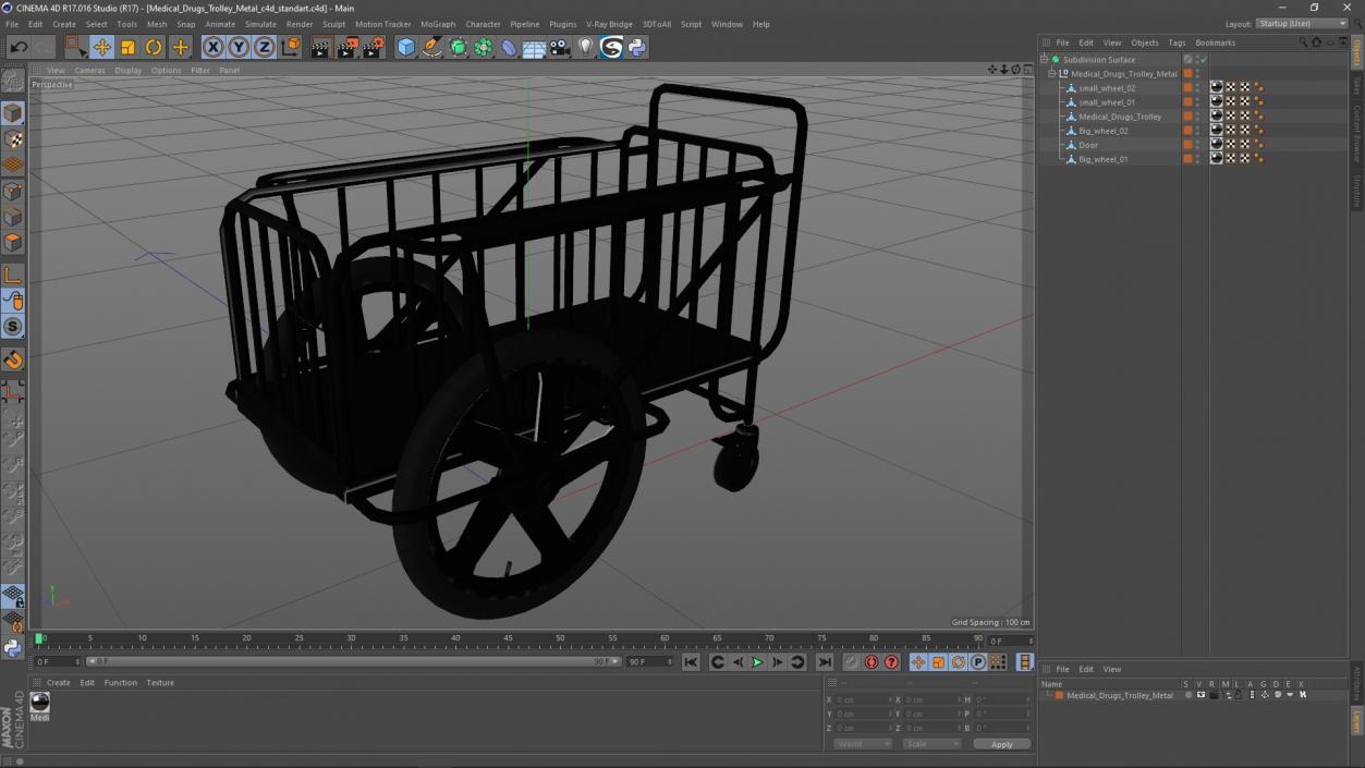 Medical Drugs Trolley Metal 3D