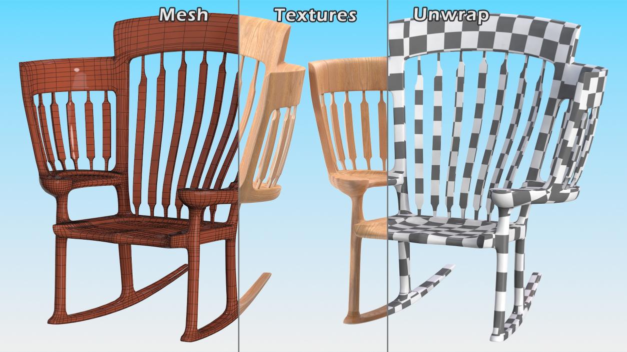 3D model Triple Rocking Chair