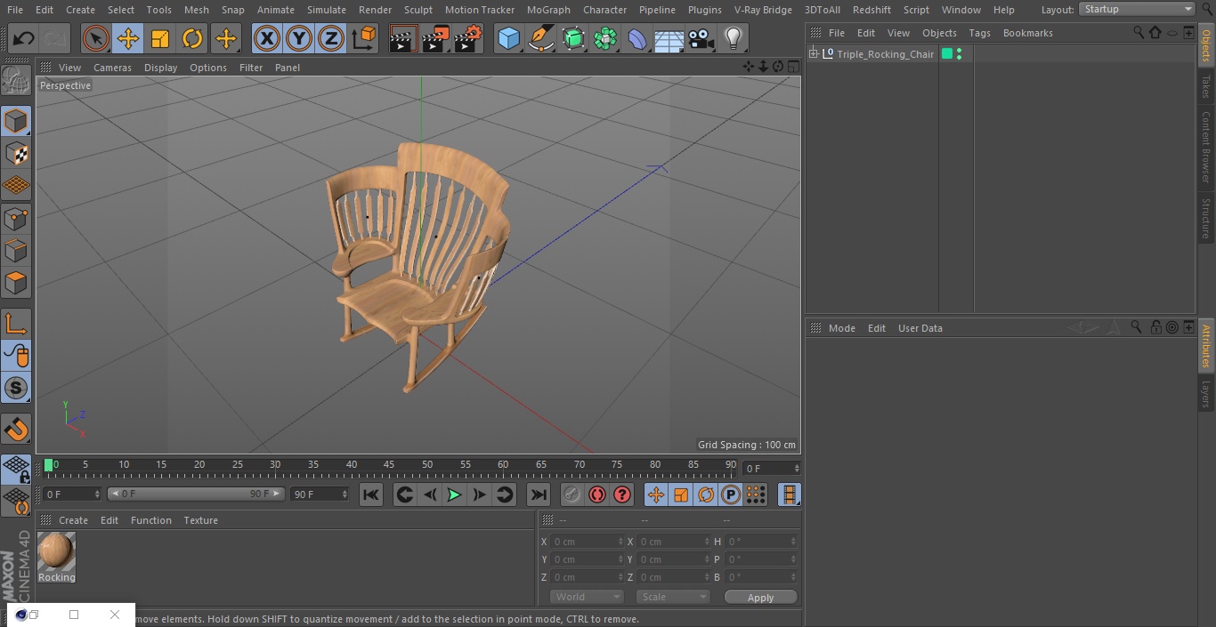 3D model Triple Rocking Chair