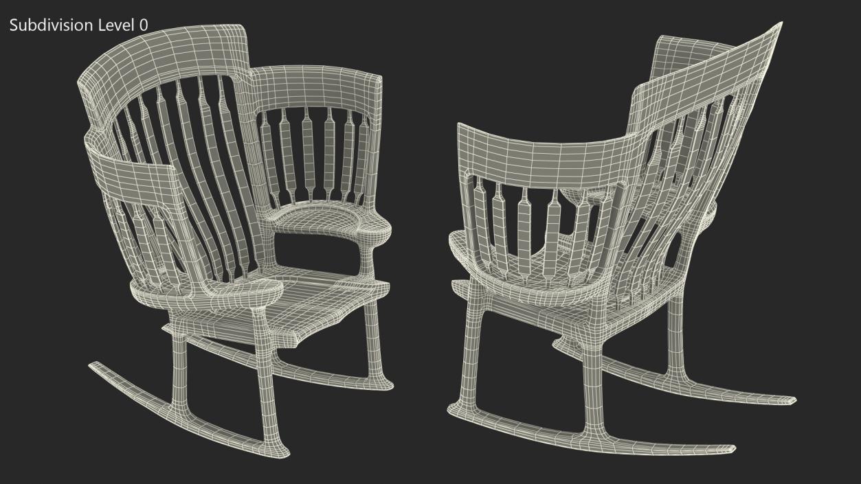 3D model Triple Rocking Chair