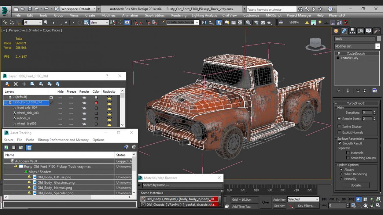 Rusty Old Ford F100 Pickup Truck 3D