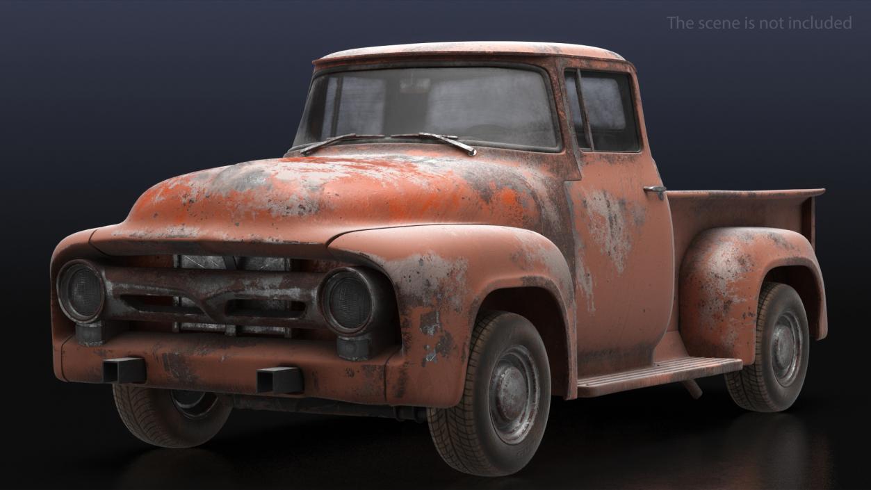 Rusty Old Ford F100 Pickup Truck 3D